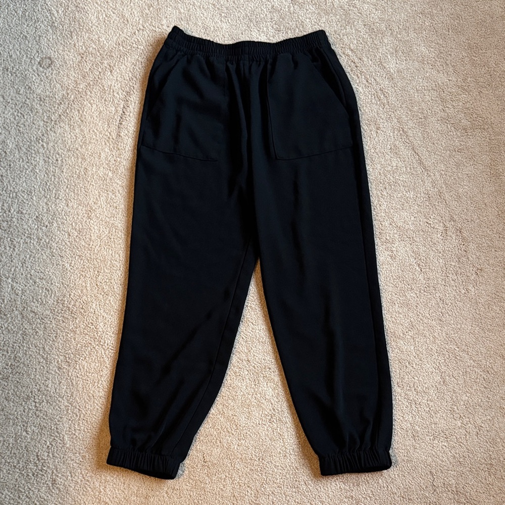 Black Elastic-Waist Jogger Pants